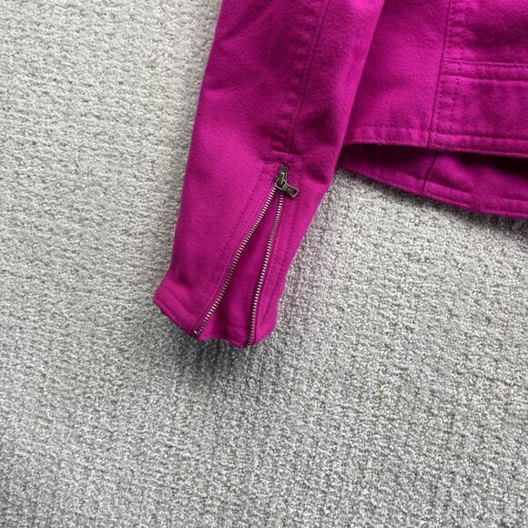 GAP Womens Wool Moto Biker jacket Electric Neon Pink / Fuscia Zipper Sz XS - Picture 10 of 13